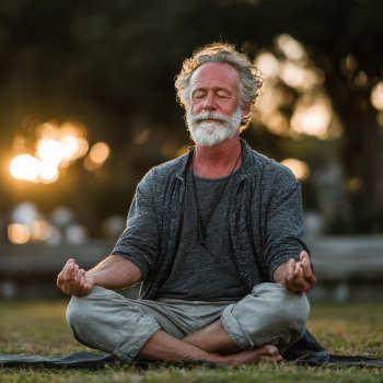 Adultos mayores practicando yoga